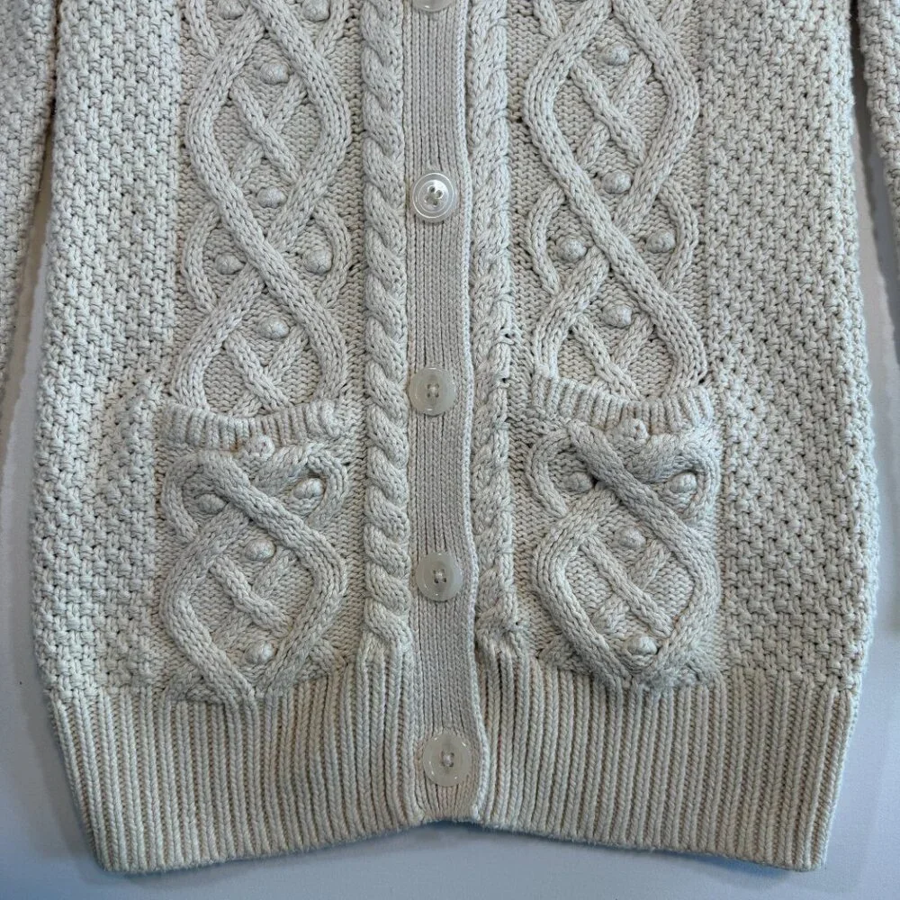 Girls GAP 100% Cotton Cable Knit Long Cardigan Sweater XXL Ivory Cream (14-16)